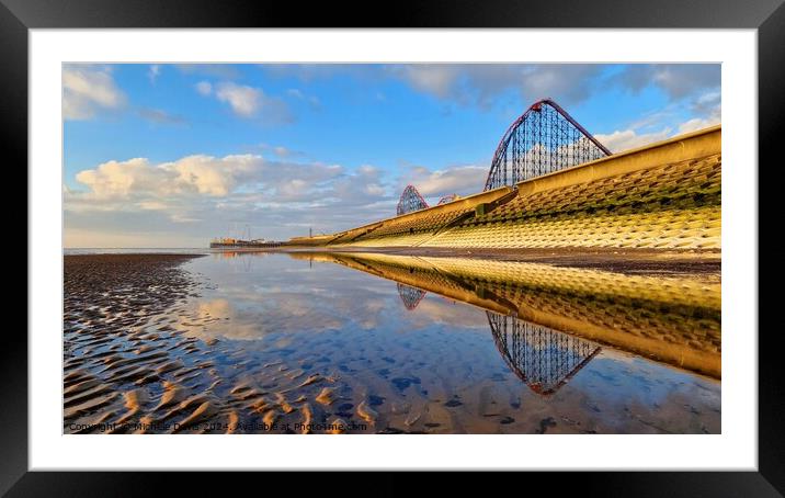 Blackpool Beach Reflections Framed Mounted Print by Michele Davis