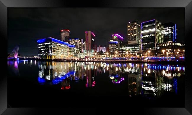 Media City Night Reflections Framed Print by Michele Davis