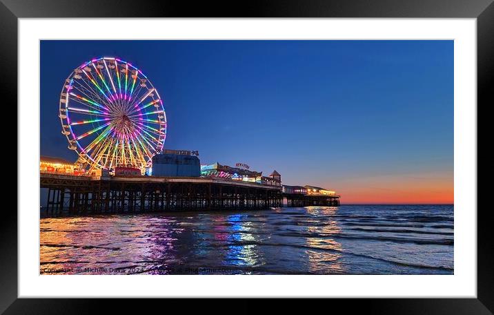 Central Pier Big Wheel Iluminated Framed Mounted Print by Michele Davis