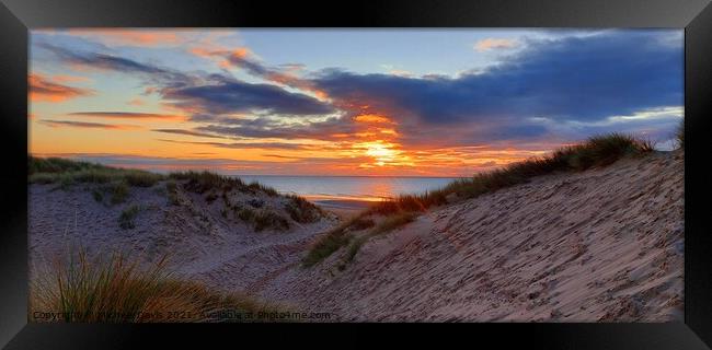 St Anne's Sand Dunes Sunset Framed Print by Michele Davis