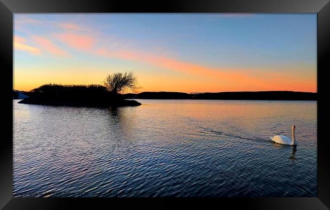 Sunset Fleetwood Boating Lake Framed Print by Michele Davis