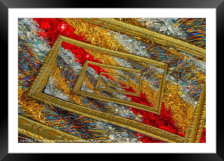   effect  droste of  a  frame  with shimmering chr Framed Mounted Print by susanna mattioda