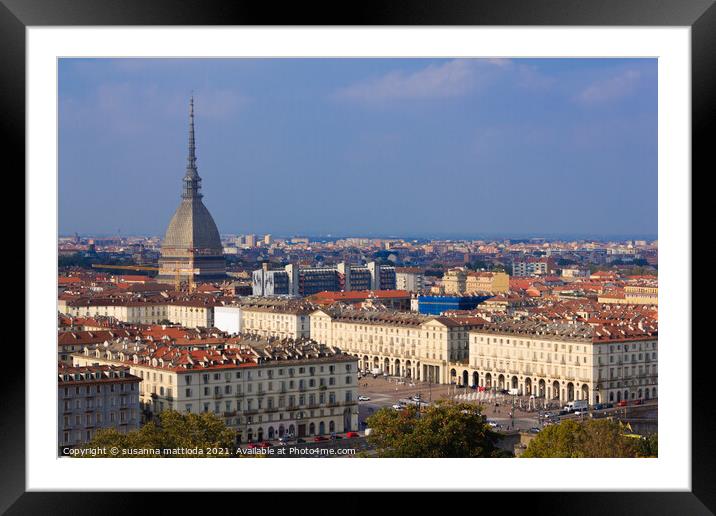 panoramic view of Turin, Piedmont, Italy Framed Mounted Print by susanna mattioda