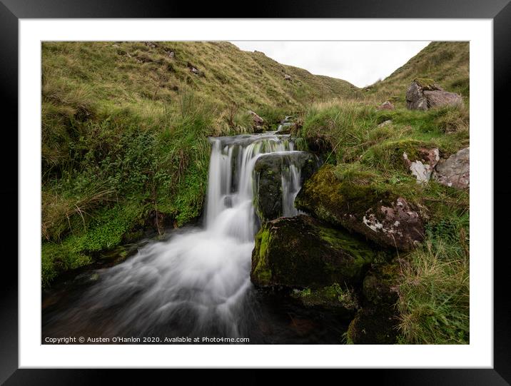 Llyn y fan Fach waterfall Framed Mounted Print by Austen O'Hanlon