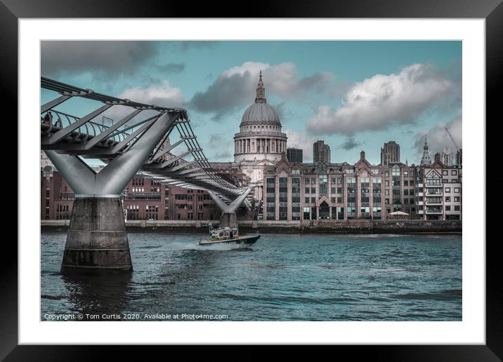 Millennium Bridge, London Framed Mounted Print by Tom Curtis