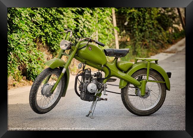Vintage Italian moped Motom 48 Framed Print by Antonio Gravante
