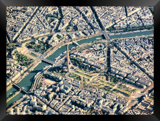 Paris aerial view with Eiffel Tower Framed Print by Antonio Gravante