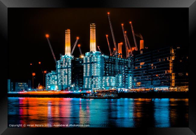 Battersea Power Station at Night, Under Construction  Framed Print by Hiran Perera
