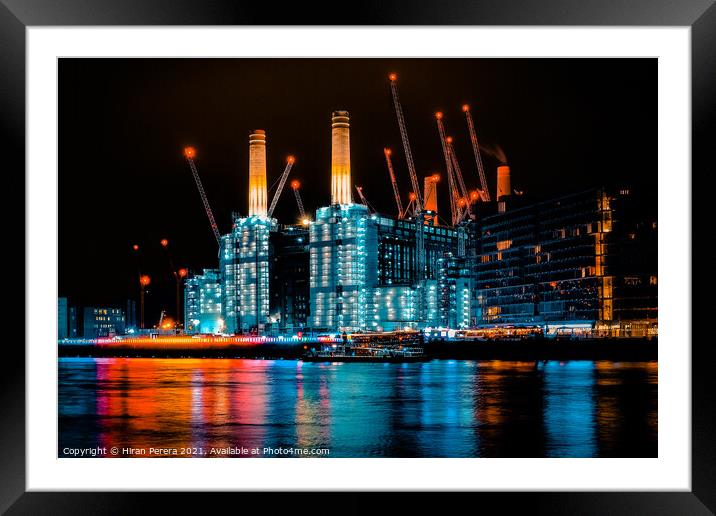 Battersea Power Station at Night, Under Construction  Framed Mounted Print by Hiran Perera