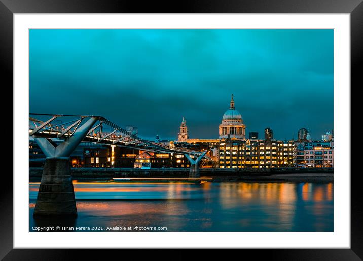 St Pauls Cathedral and the Millennium Bridge Framed Mounted Print by Hiran Perera