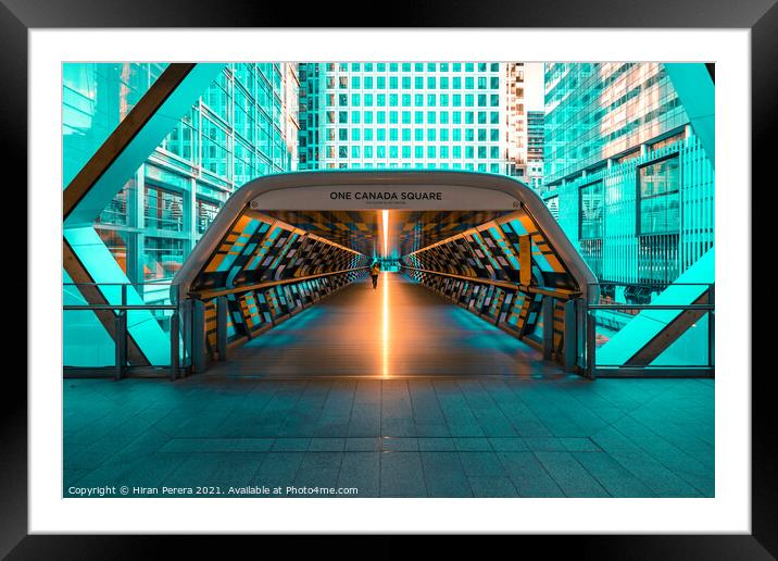 Adams Plaza Bridge, Canary Wharf Framed Mounted Print by Hiran Perera