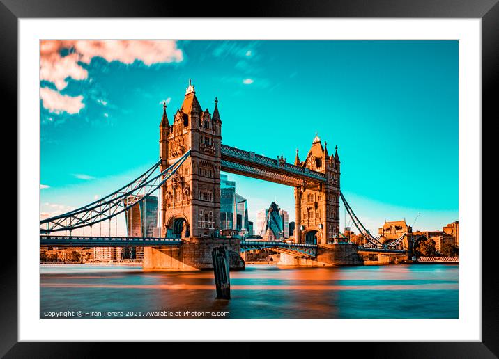 Tower Bridge at Sunset Framed Mounted Print by Hiran Perera