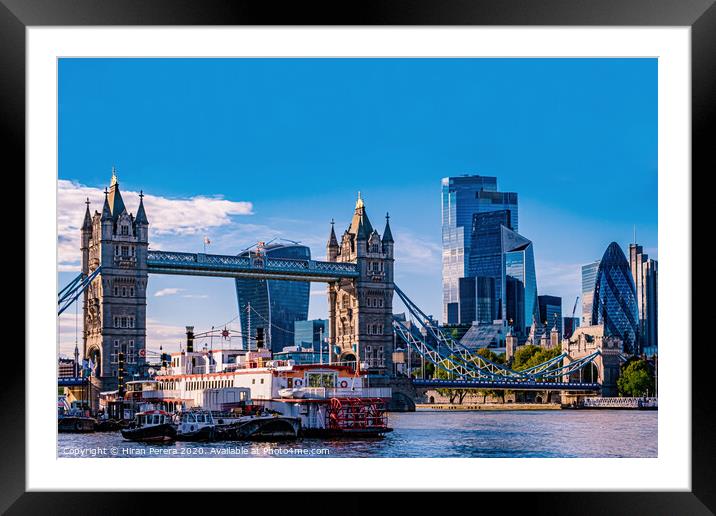 Tower Bridge and the City of London Framed Mounted Print by Hiran Perera