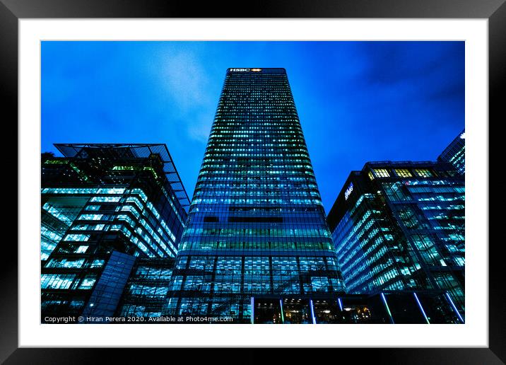 Canary Wharf Towers at Night Framed Mounted Print by Hiran Perera