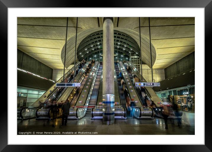 Escalators at Canary Wharf Station Framed Mounted Print by Hiran Perera