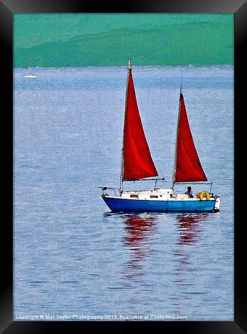 RED ON BLUE (WATERCOLOUR) Framed Print by Mal Taylor Photography