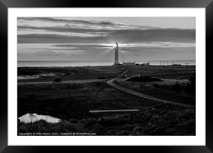"Radiant Dawn at Barns Ness Lighthouse" Framed Mounted Print by Mike Byers