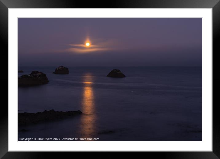 Serene Moonset Over the North Sea Framed Mounted Print by Mike Byers