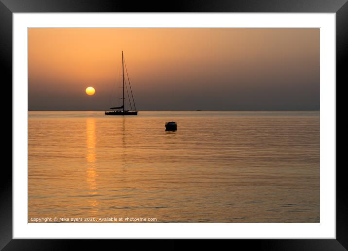 Serene Reflections at Mallorca Sunrise Framed Mounted Print by Mike Byers