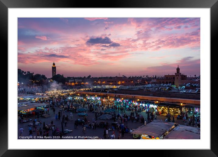 "Sunset Magic at Jemaa el-Fna: Unveiling Marrakesh Framed Mounted Print by Mike Byers