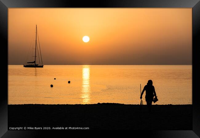 Fishing at Sunrise Framed Print by Mike Byers