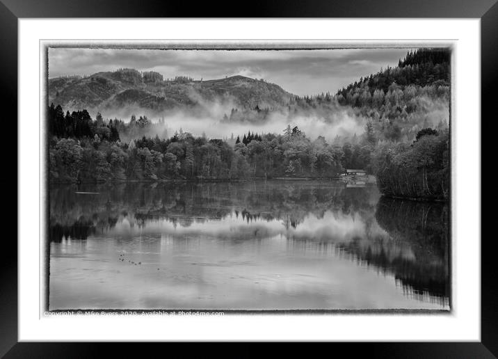Misty Loch Faskally (Mono) Framed Mounted Print by Mike Byers