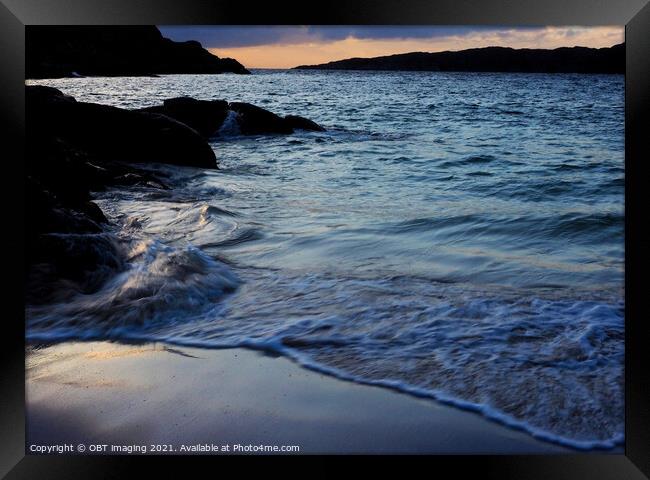 Achmelvich Bay Assynt Late Sunset Wave Light Framed Print by OBT imaging