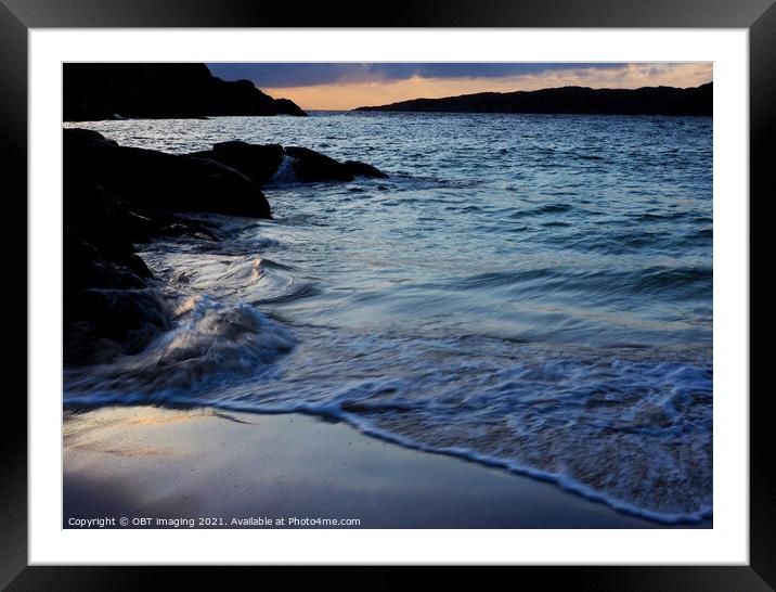 Achmelvich Bay Assynt Late Sunset Wave Light Framed Mounted Print by OBT imaging