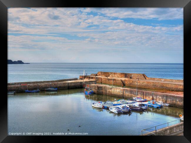 Cullen Harbour Morayshire Scotland Calm Skies  Framed Print by OBT imaging