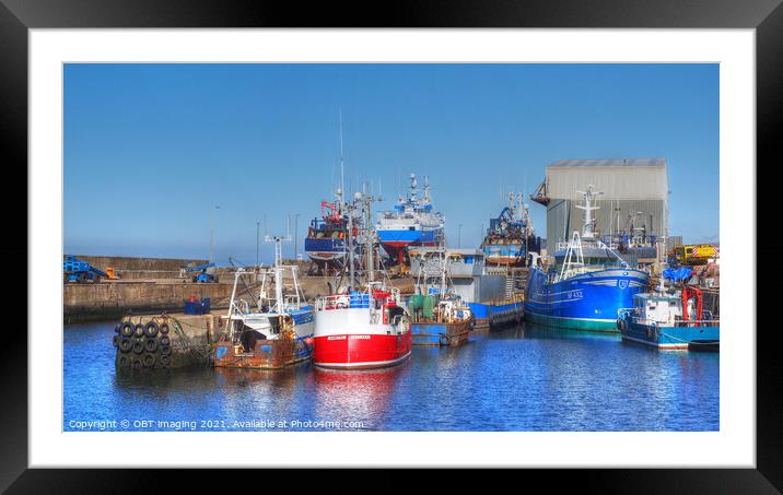 Macduff Harbour And Boat Builders Yard Banffshire Scotland  Framed Mounted Print by OBT imaging