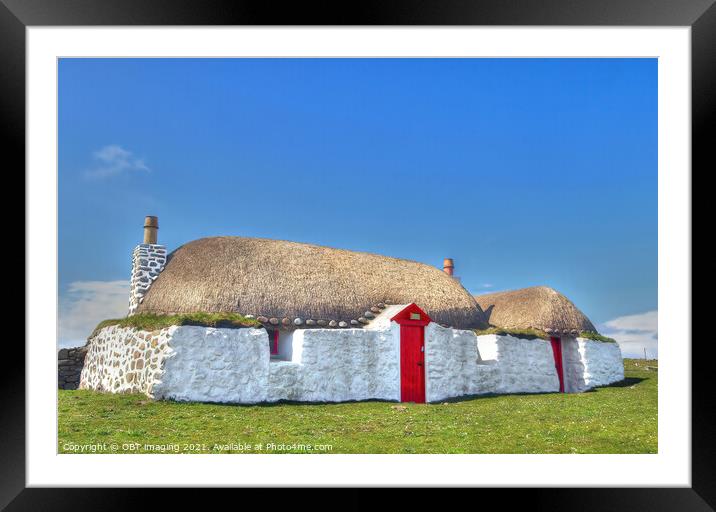 Tiree Thatched Cottage Hebridean Black House Western Isles Framed Mounted Print by OBT imaging