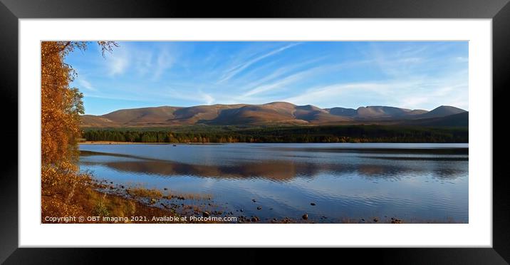 Loch Morlich Autumn Reflection Cairngorm Mountains Highland Scotland Framed Mounted Print by OBT imaging