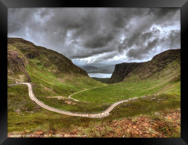 Bealach Na Ba Mountain Pass Road To Applecross West Highland Scotland Framed Print by OBT imaging