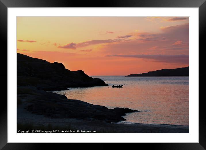 Achmelvich Bay Sunset Assynt Highland Scotland Last Boat Run Framed Mounted Print by OBT imaging