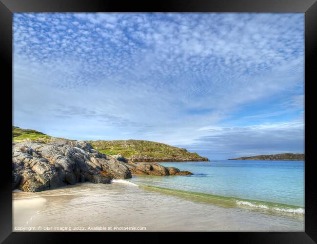 Achmelvich Bay Assynt Morning Sky Wave Light Framed Print by OBT imaging