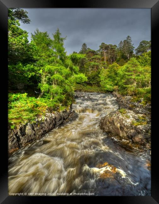 River Inver Peat Spate Nr Lochinver Assynt Scottish Highlands Framed Print by OBT imaging
