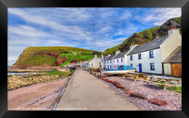 Pennan Shore Front Traditional Fishing Village Aberdeenshire Scotland Framed Print by OBT imaging