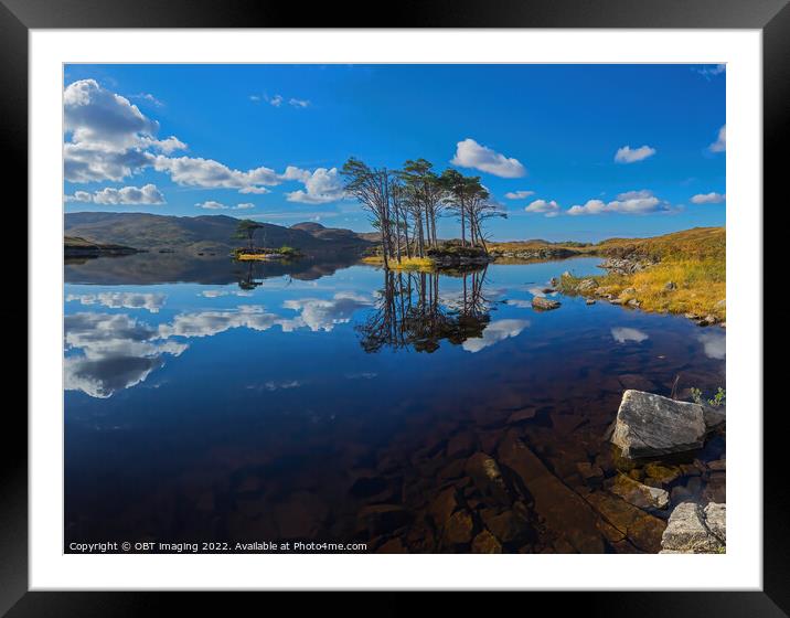 Loch Assynt Autumn Pine Reflection West Highland Scotland Framed Mounted Print by OBT imaging
