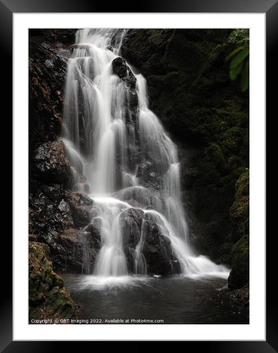 Waterfall Deep In The Forest Scottish Highlands Framed Mounted Print by OBT imaging