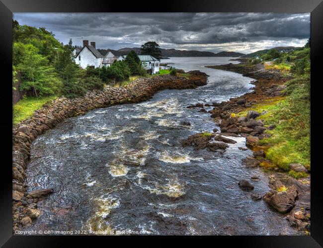 Lochinver River Inver Running To Loch Inver Framed Print by OBT imaging