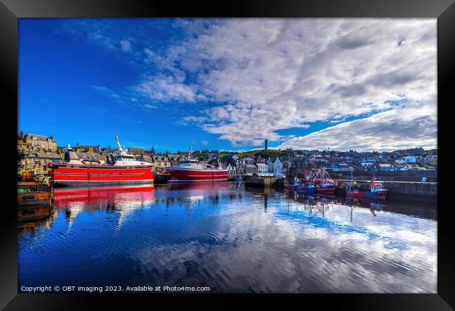 MacDuff Town Harbour Reflection Aberdeenshire Scot Framed Print by OBT imaging
