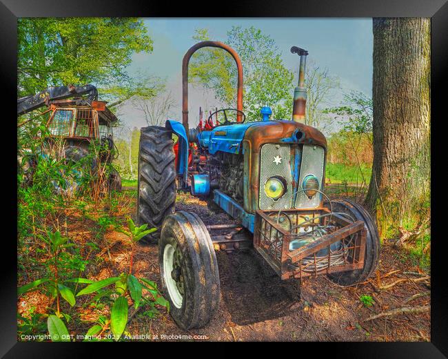 Tractor Blue Classic Ford Fordson Major 1960 Framed Print by OBT imaging