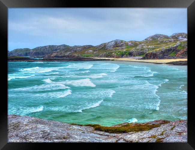 Oldshoremore Bay North West Scotland Fresh Atlantic Rollers Framed Print by OBT imaging