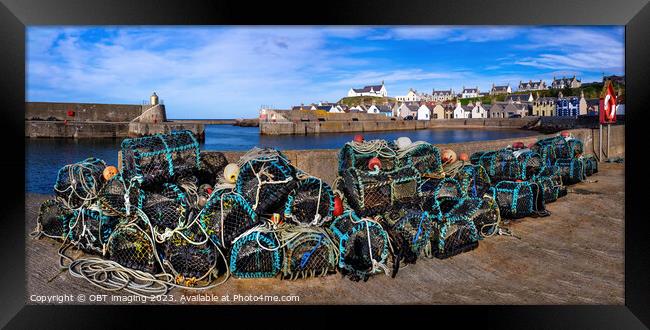 Findochty Harbour Morayshire North East Scotland Lobster Creels  Framed Print by OBT imaging