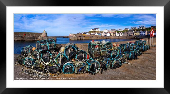 Findochty Harbour Morayshire North East Scotland Lobster Creels  Framed Mounted Print by OBT imaging