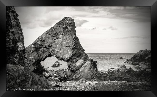 Needle Eye Rock Arch Tarlair MacDuff Aberdeenshire Framed Print by OBT imaging