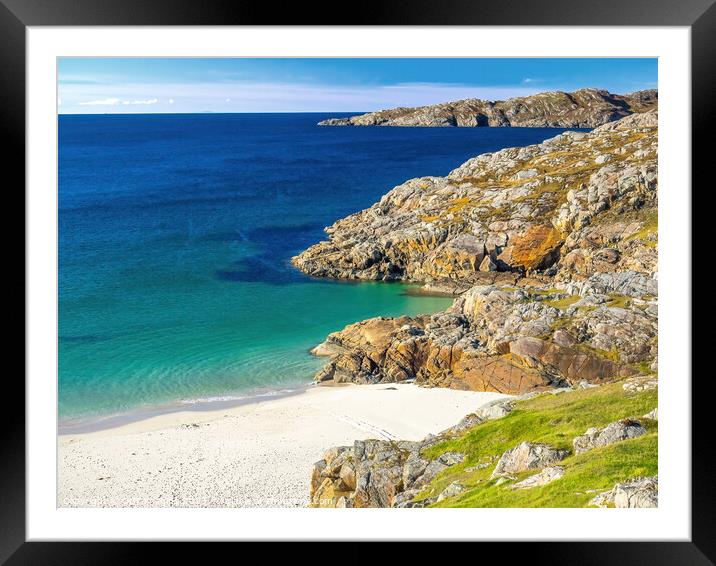 Achmelvich Assynt West Highland Scotland White Sand Beach Blue Spectrum Framed Mounted Print by OBT imaging