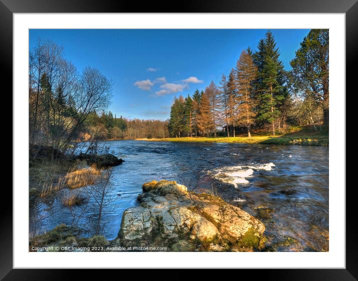 River Spey Spring Light Morning Speyside Highland Scotland Framed Mounted Print by OBT imaging
