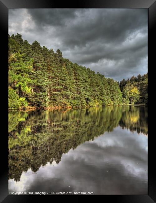 Millbuies Fishing Loch & Forest Walks Morayshire Scotland Drama Reflections Framed Print by OBT imaging