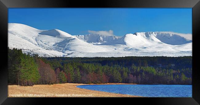 Loch Morlich & Cairngorm Mountains National Park Glenmore Skiing Scottish Highlands Framed Print by OBT imaging
